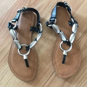JESSICA SIMPSON SILVER SANDALS.